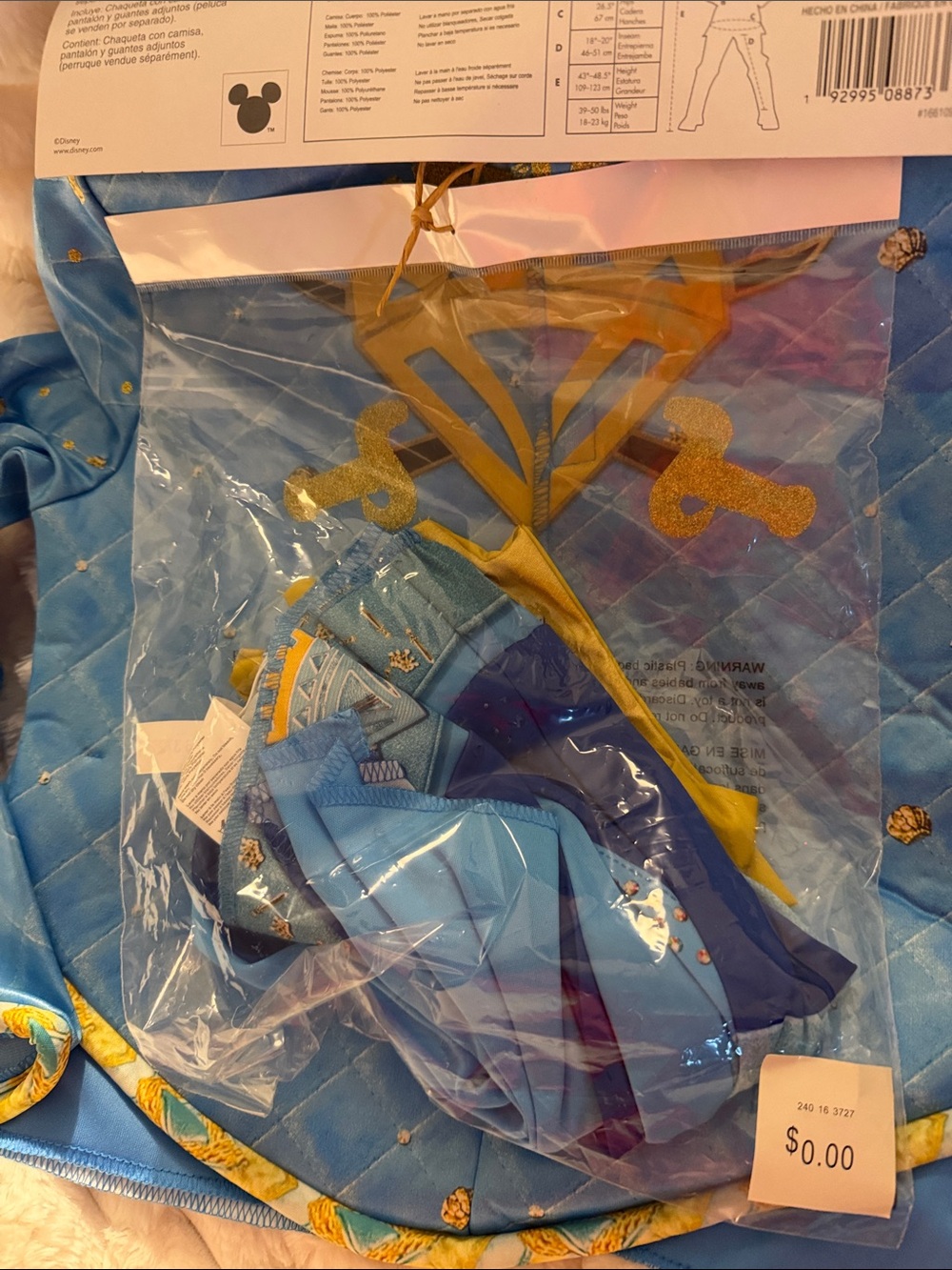 Disney Chloe Blue and Gold Kids Costume Jacket, Pants & Gloves - Picture 2 of 4